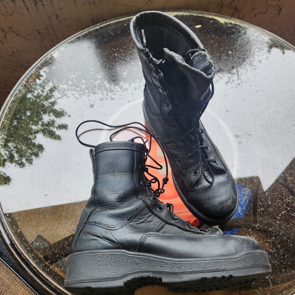 US NAVY Black Leather Flight Deck Boots - Rocky 795B size 6W